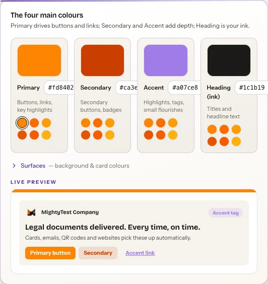 Brand colors and styles editor